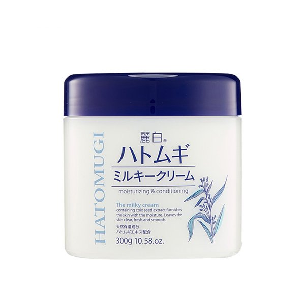Kem dưỡng ẩm và làm sáng da – REIHAKU HATOMUGI MILKY CREAM (300g) 熊野油脂 麗白 ハトムギ ミルキークリーム
