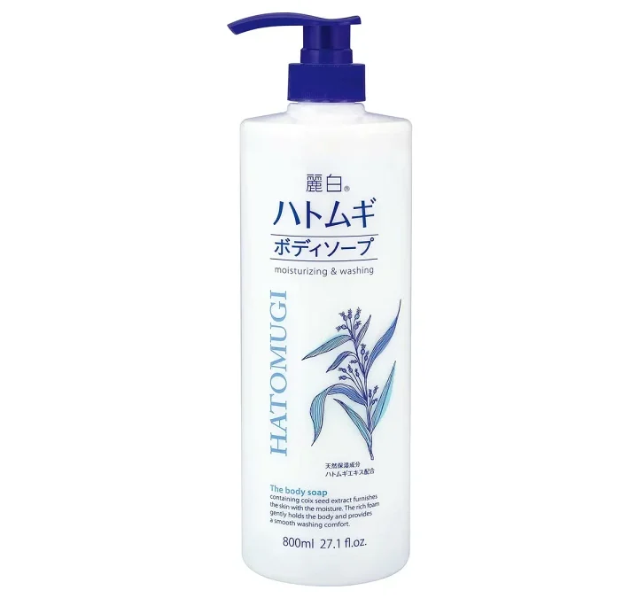 Sữa tắm dưỡng ẩm và làm sáng da – REIHAKU HATOMUGI BODY SOAP (800ml) 熊野油脂 麗白 ハトムギ ボディソープ