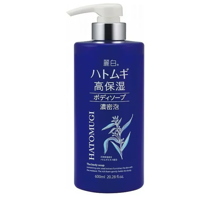 Sữa tắm dưỡng ẩm sâu và làm sáng da – REIHAKU HATOMUGI HIGH MOISTURIZING BODY SOAP (600ml) 熊野油脂 麗白 ハトムギ 高保湿 ボディソープ