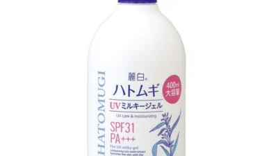Sữa dưỡng thể chống nắng – REIHAKU HATOMUGI UV MILKY GEL SPF31 PA+++ (400ml) 熊野油脂 麗白 ハトムギ UV ミルキージェル SPF31 PA+++