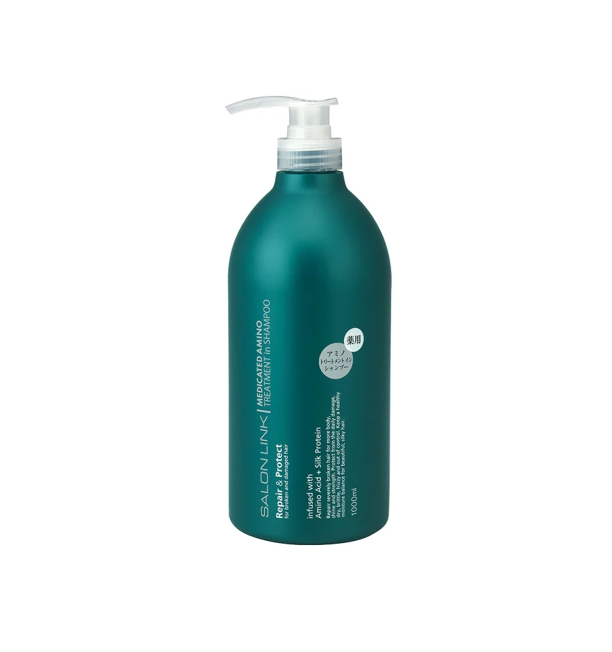 Dầu gội siêu dưỡng và phục hồi tóc khô xơ – SALON LINK MEDICATED AMINO TREATMENT IN SHAMPOO (1000ml) 熊野油脂 サロンリンク アミノ 薬用 トリートメント イン シャンプー