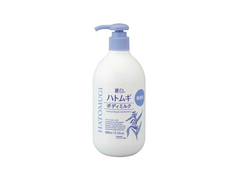 Sữa dưỡng thể dưỡng trắng mịn da (Không mùi) – REIHAKU HATOMUGI BODY MILK FRAGRANCE FREE (400ml) 熊野油脂 麗白 ハトムギ ボディミルク 無香料