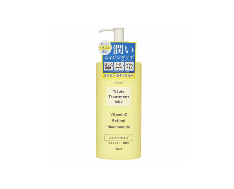 Sữa dưỡng thể dưỡng da sáng mịn và ẩm mượt – OLEVEA TRIPLE TREATMENT MILK VITAMIN (480g) 東京アロエ オーレヴェアト トリプルトリートメント ミルク