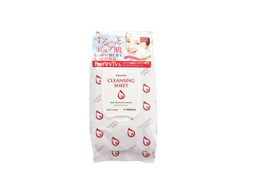 Khăn giấy tẩy trang dịu nhẹ cho làn da – PUREVIVI CLEANSING SHEET (50 Sheets) 東京アロエ ピュアヴィヴィ クレンジングシート