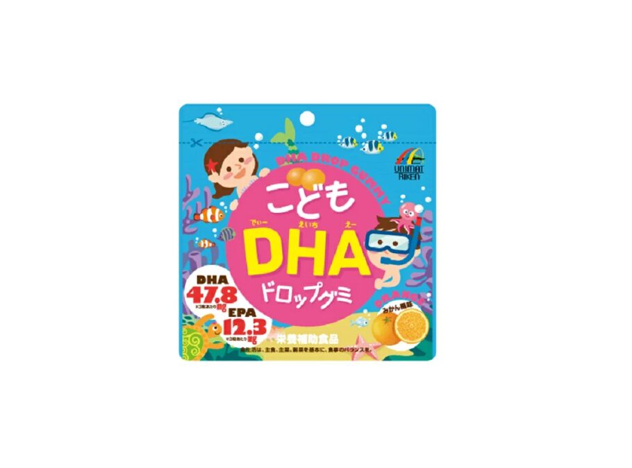 Kẹo dẻo Unimat Riken bổ sung DHA và EPA cho bé vị quýt – DHA DROP GUMMY FOR KIDS ORANGE FLAVOR (90 Pieces) ユニマット リケン こども DHA ドロップ グミ みかん味